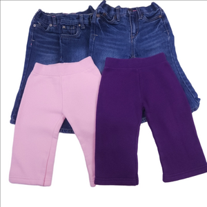Stylish Kids Denim Jeans with Pink and Purple Sweatpants Size 12 Months